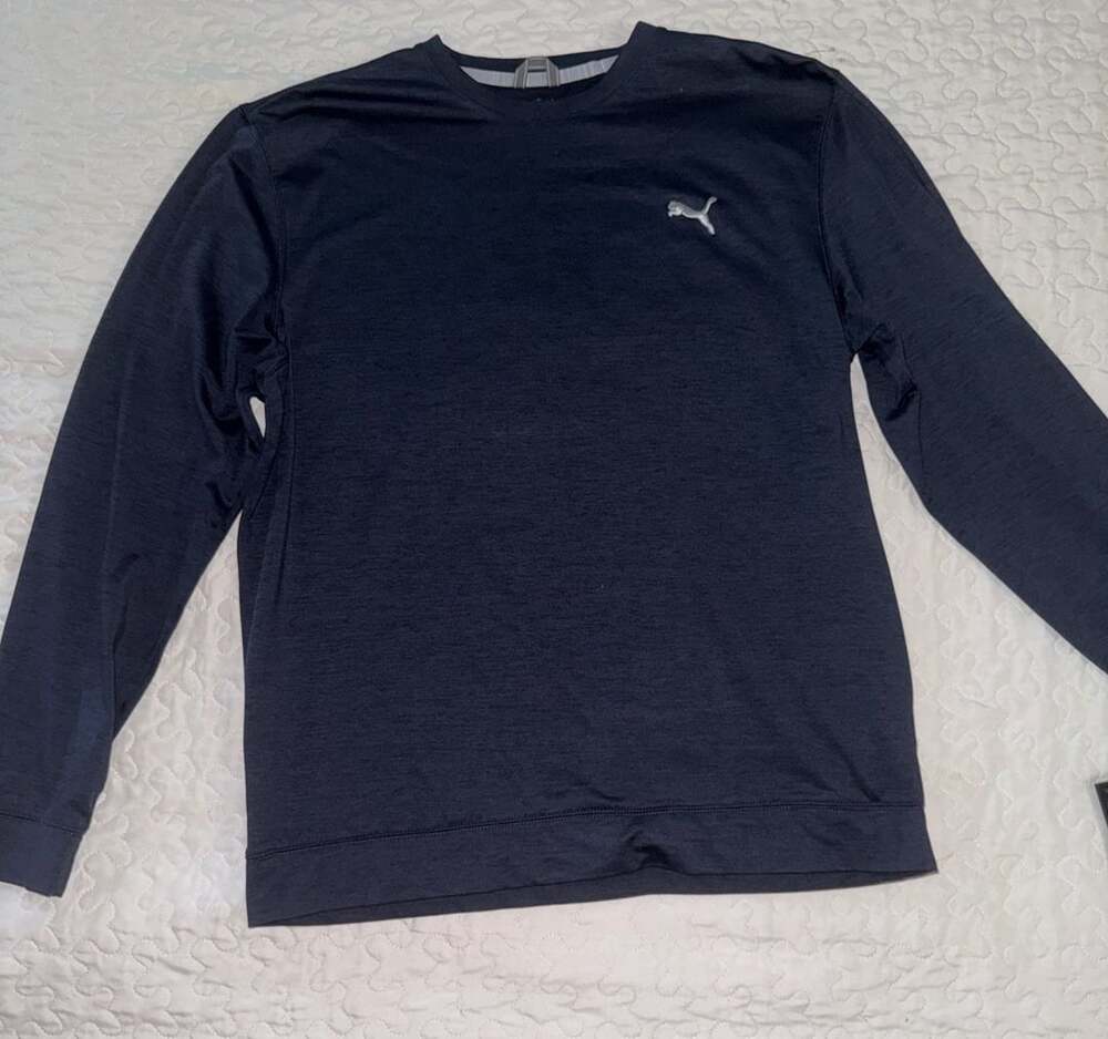 Puma Long Sleeve Athletic Shirt Size L Heather Navy